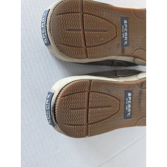 SPERRY Men Boat Shoe Chocolate Color Canvas Tie Closure Sz. 10.5 - Picture 7 of 9